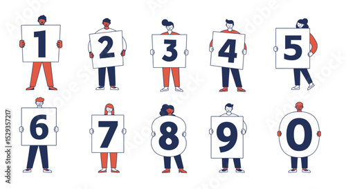 People are stand holding a number from 1 to 0