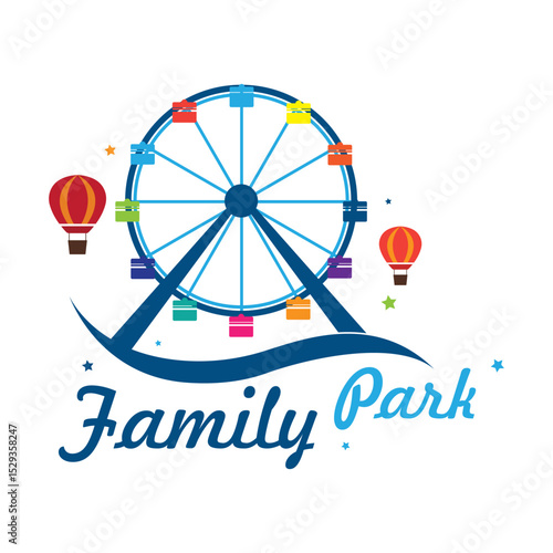 Ferris wheel in fun park or funfair attraction.