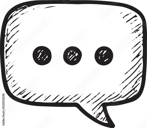 A hand-sketched speech bubble icon representing comments and conversations in social media, perfect for chat, messaging, and interactive online community design projects