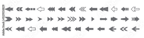 Arrow And Cursor Icons. arrow icons set. Black arrow icon big sets. Collection different arrows sign. Set different cursor arrow direction symbols in flat style. Black arrows icons – stock vector