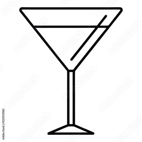 A sophisticated martini glass icon. This elegant thin line art is perfect for bar menus, party invitations, and lounge branding. It conveys style and celebration with a minimalist aesthetic.