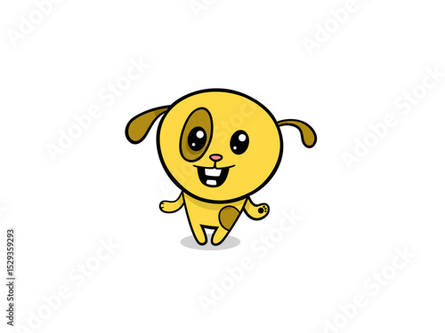 Cheerful Yellow Animated Dog Character Jumping Happily with Great Joy