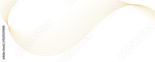 Abstract golden linear background. Flowing particles future technology concept abstract gradient and gold wave curve lines banner.