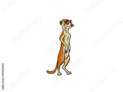 A Cartoon Meerkat Standing Tall in a Full Body Pose Showing Its Slender Physique