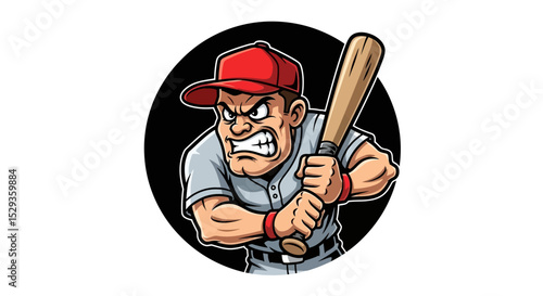 Aggressive Baseball Player Ready to Swing the Bat