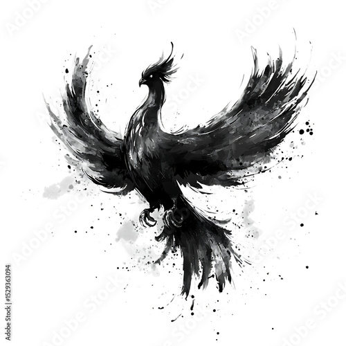 Phoenix rising from the ashes.  isolated on transparent background	