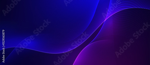 Abstract purple and blue flowing waves on a dark background
