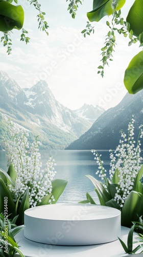 mountain landscape with lake