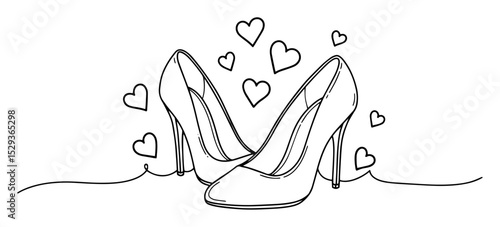 high heel wedding shoes with hearts outline drawing