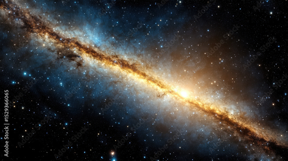 Fototapeta premium Stunning galaxy with bright stars and cosmic dust, showcasing vibrant spiral structure