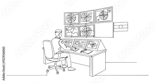 command center with military operator tracking targets