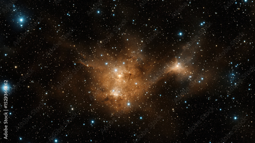 Naklejka premium Bright star clusters illuminate dark cosmic expanse, creating stunning celestial view