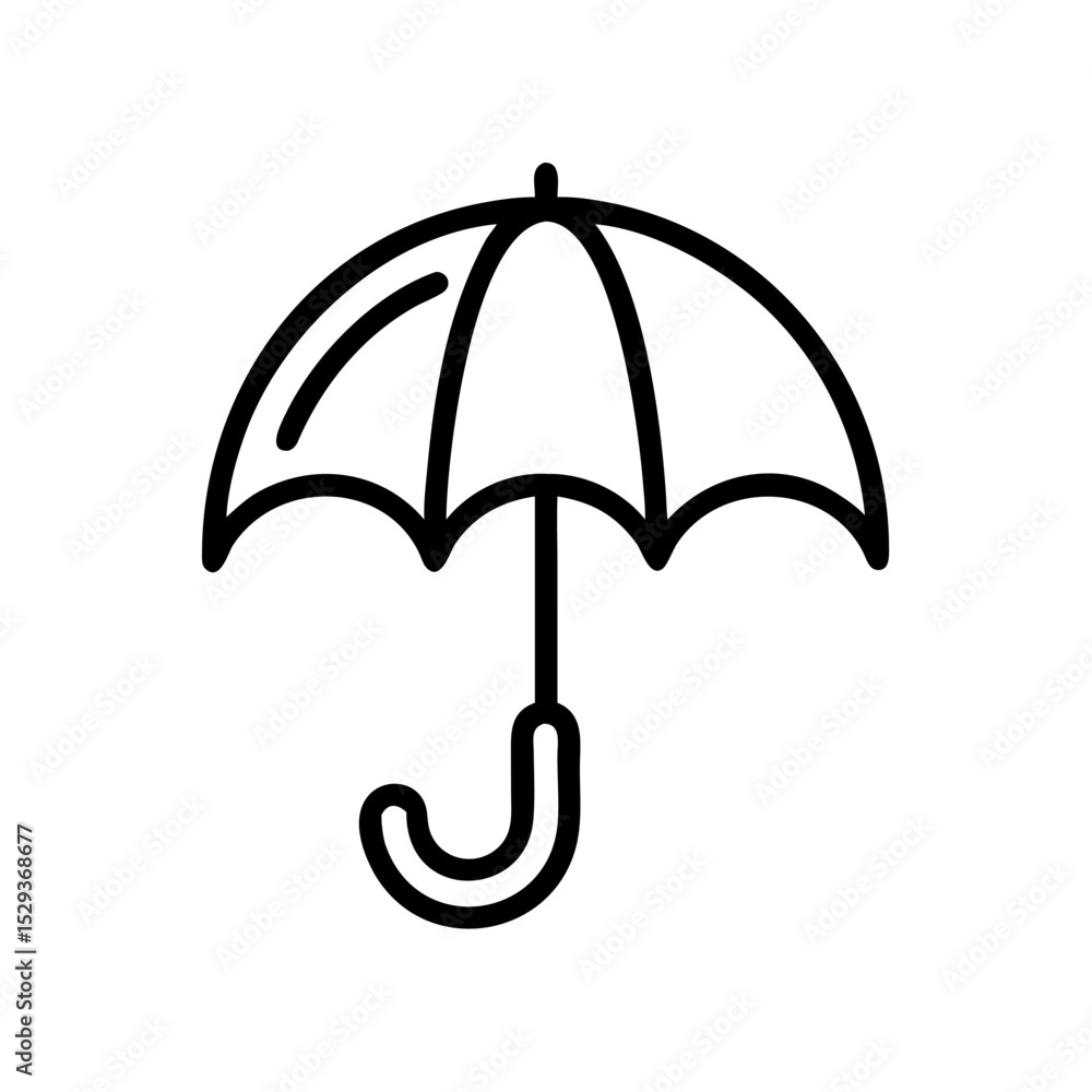 Umbrella, outline icon. Black illustration, vector. Modern minimal flat design, white background. Umbrella, outline icon. Black illustration, vector. Modern minimal flat design, white background.