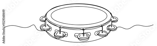 tambourine one line music icon