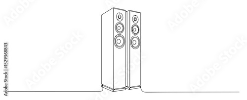 floor speakers one line vector art