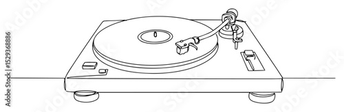turntable one line vector drawing