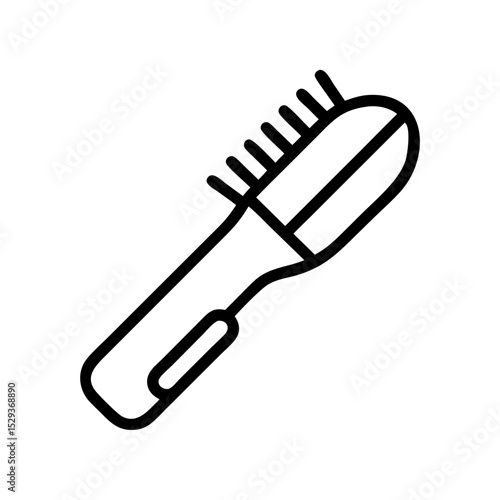 Hairbrush with bristles in simple line art style  