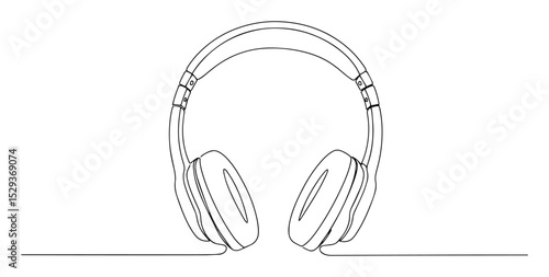 headphones one line vector icon