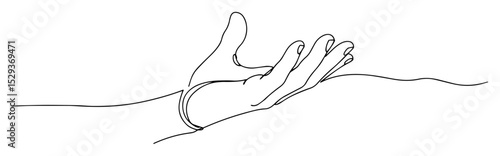 open hand one line minimal drawing