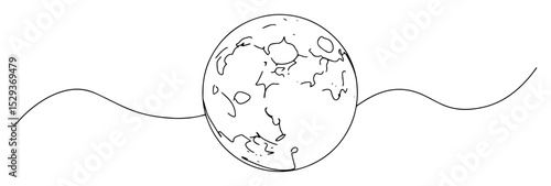 planet surface one line drawing