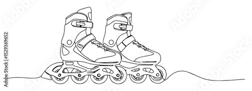 inline skates one line vector sketch