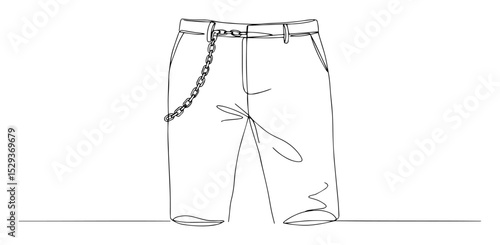 baggy pants with chain one line sketch