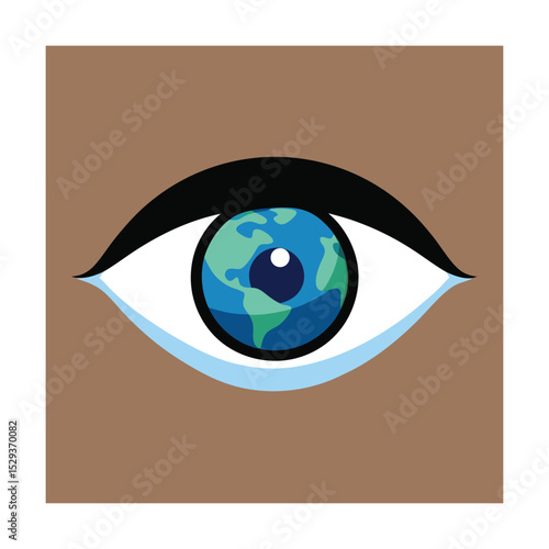 Earth as eye symbolizing global awareness and environmental consciousness illustration