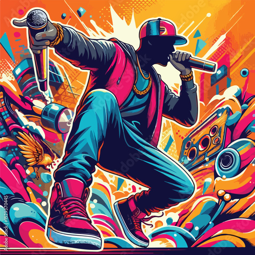 cartoon vector image of a rapper