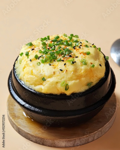 Korean Steamed Egg (Gyeran-jjim) in Hot Stone Pot – Fluffy and Savory Traditional Side Dish