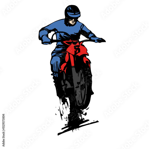 Motocross Rider Performing A Dynamic Wheelie On An Off Road Motorcycle During Competition