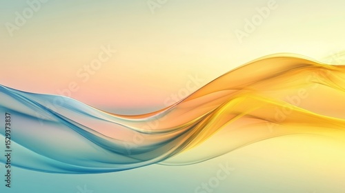 Vibrant abstract yellow wave background featuring soft gradient curves and flowing lines, ideal for modern digital design projects, minimalist artistic backdrops, and bright creative visual concepts