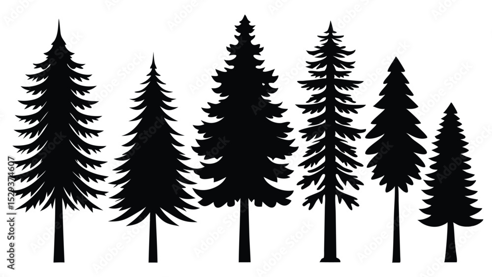 Fototapeta premium set of trees silhouettes