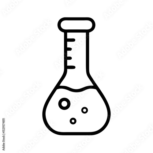 Chemical flask filled with liquid in minimalistic style - Concept of science  