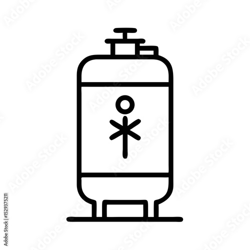 Cryogenic tank illustration in minimalist line art style for science  