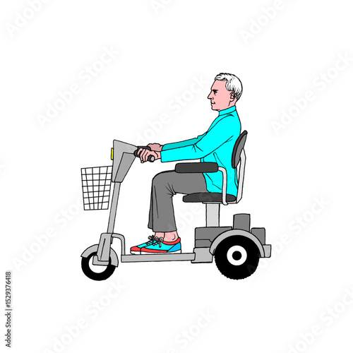 Senior man driving a mobility scooter