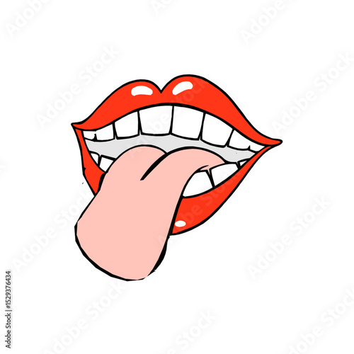 Cartoon mouth with red lips and tongue out