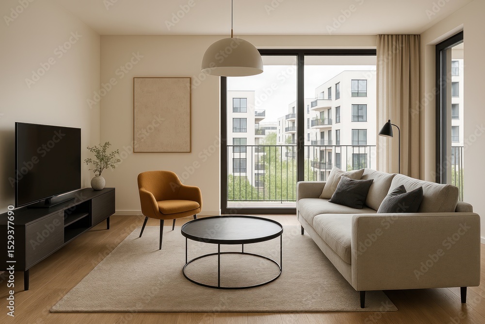 Fototapeta premium Modern minimalistic apartment interior