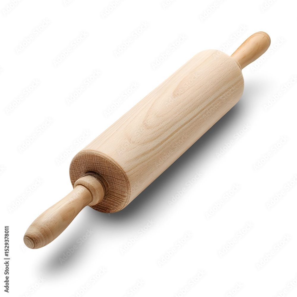 Rolling Pin - Culinary Classic: A close-up shot showcases a classic wooden rolling pin, angled diagonally against a clean backdrop, revealing its simple elegance and essential role in the kitchen Rolling Pin - Culinary Classic: A close-up shot showcases a classic wooden rolling pin, angled diagonally against a clean backdrop, revealing its simple elegance and essential role in the kitchen