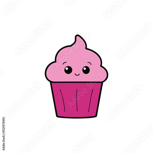 A shy cartoon cupcake blushing