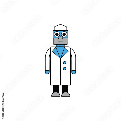 A scientist robot with a lab coat