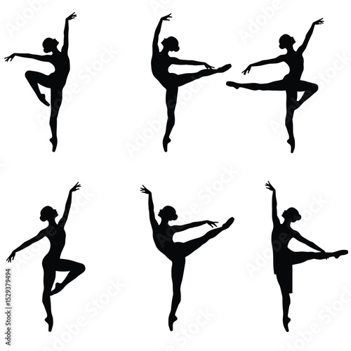 Ballet Dancing Silhouettes of ballerinas on a white background