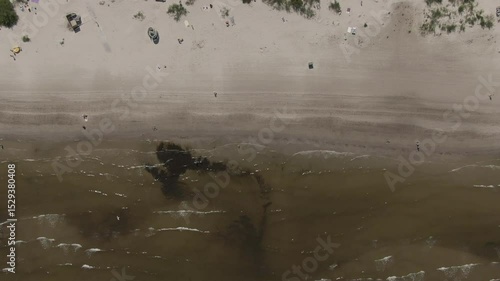 Top Down Aerial Of Jurmala Sea Coast, Baltic Sea, Latvia