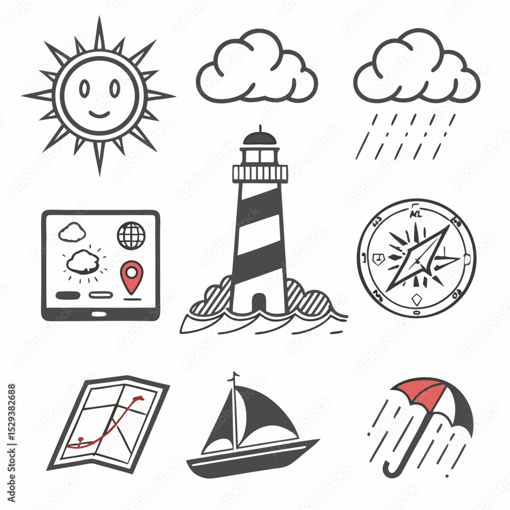 Fototapeta premium lighthouse icons set