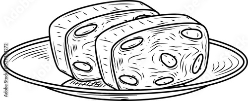 Fruitcake slice hand drawn illustration