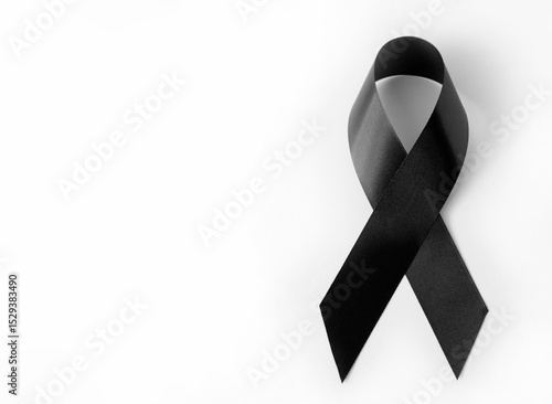 Black symbolic ribbon - Melanoma problem. On a white background