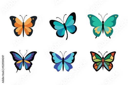 Set of colorful butterfly vector