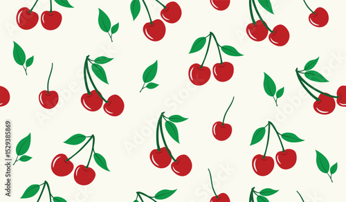 Cute cherry fruits pattern background vector design