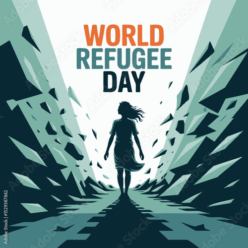 World Refugee Day Illustration Crisis Awareness Silhouette Design