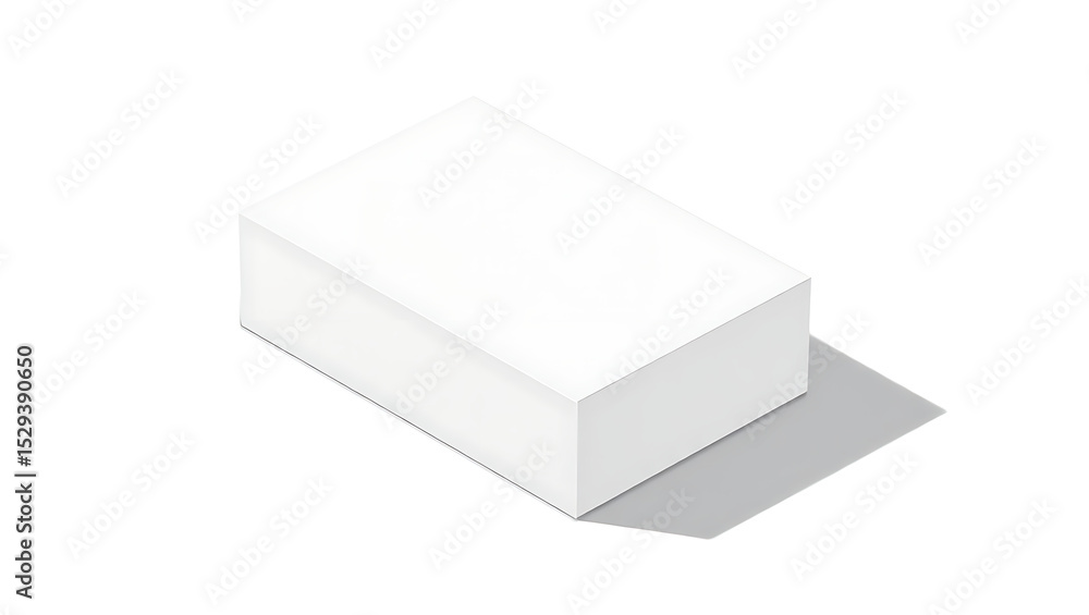 A simple white rectangular box casting a shadow on a white background in a clean presentation style A simple white rectangular box casting a shadow on a white background in a clean presentation style