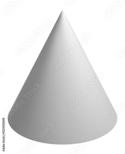 White cone standing on a white background representing geometry, simplicity, and minimalism, perfect for educational or abstract design projects